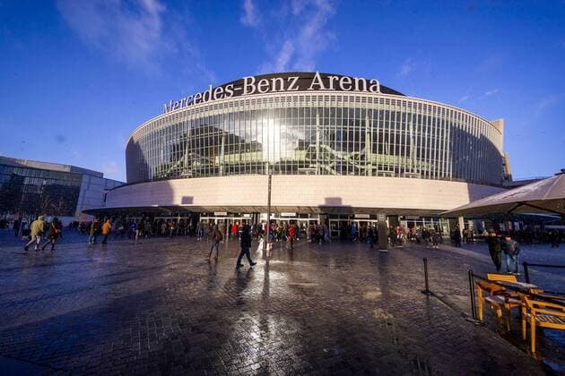 The Mercedes Benz Arena with the Mercedes Benz Platz Stefan Kretzschmar at an autograph session in the Vertii Music Hall Handball IHF Handball World Championship 14 01 19 Berlin Berlin Germany Vertii Music Hall Copyright: xAgentur54Gradx xFelixxKoenigx