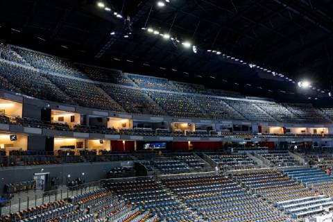 Interior view of the Lanxess Arena with German flags on the seats Croatia vs Germany IHF Men Handball World Championship 21 01 2019 Photographer Neis Eibner Croatia vs Germany IHF Men Handball World Championship 21 01 2019 Copyright: xEIBNER Alexander_Neisx EP_ANS