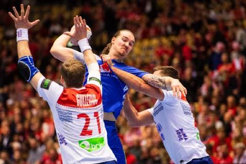 190121 Lukas Nilsson of Sweden during the IHF World Handball Championship match between Sweden and Norway on January 21 2019 in Herning Photo Petter Arvidson BILDBYRAN kod PA 92209,  Copyright: PETTERxARVIDSON BB190121PA019