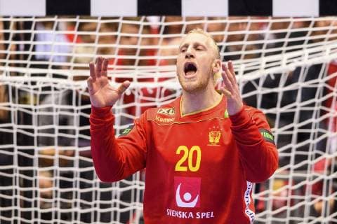 190121 Goalkeeper Mikael Appelgren of Sweden looks dejected during the IHF World Handball Championship match between Sweden and Norway on January 21 2019 in Herning Photo Petter Arvidson BILDBYRAN kod PA 92209,  Copyright: PETTERxARVIDSON BB190121PA044