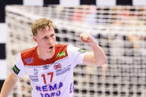 190121 Magnus Jondal of Norway celebrates during the IHF World Handball Championship match between Sweden and Norway on January 21 2019 in Herning Photo Petter Arvidson BILDBYRAN kod PA 92209,  Copyright: PETTERxARVIDSON BB190121PA046