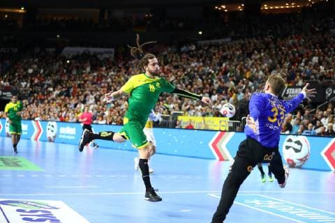 Felipe Borges Brazil in duel with Gonzalo Perez De Vargas Moreno Spain vs Brazil IHF Men Handball World Championship 21 01 2019 Photographer Neis Eibner Spain vs Brazil IHF Men Handball World Championship 21 01 2019 Cologne Copyright: xEIBNER Alexander_Neisx EP_ANS