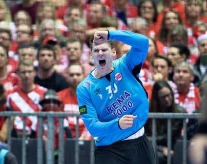 Goalkeeper Torbjoern Bergerud of Norway celebrates during the men s IHF Handball World Championship Main Round Group 2 match between Sweden and Norway in Herning Denmark Monday Jan 21 2019 Herning Jylland Denmark,  Copyright: HenningxBagger HenningxBaggerx COP103 spdk20190121-194422-L