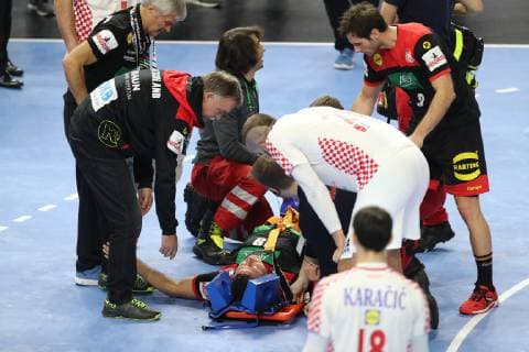 Sport Handball World Championship Main Round in Cologne Lanxess Arena Germany vs Croatia Injury Martin Strobel Germany 21 01 19