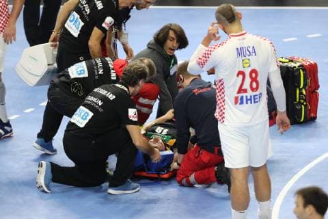 Sport Handball World Championship Main Round in Cologne Lanxess Arena Germany vs Croatia Injury Martin Strobel Germany 21 01 19