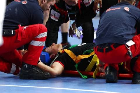 Martin Strobel Germany injured Croatia vs. Germany IHF Men Handball World Championship 21 01 2019 Photographer Neis Eibner Croatia vs. Germany IHF Men Handball World Championship 21 01 2019 Cologne Copyright: xEIBNER Alexander_Neisx EP_ANS