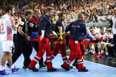 Martin Strobel Germany injured Croatia vs. Germany IHF Men Handball World Championship 21 01 2019 Photographer Neis Eibner Croatia vs. Germany IHF Men Handball World Championship 21 01 2019 Cologne Copyright: xEIBNER Alexander_Neisx EP_ANS
