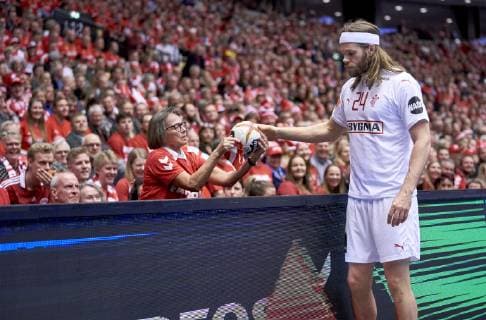 IHF Men s World Championship WM Weltmeisterschaft 2019 Group C handball match. Mikkel Hansen (24) of Denmark during the men s IHF Handball World Championship Main Round Group 2 between Denmark and Egypt at the Jyske Bank Boxen arena in Herning Denmark on Monday January 21, 2019. Denmark 