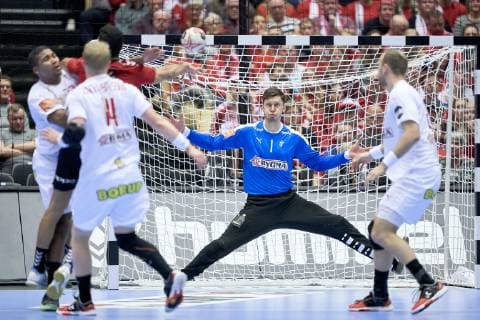 IHF Men s World Championship WM Weltmeisterschaft 2019 Group C handball match. Niklas Landin (1) of Denmark during the men s IHF Handball World Championship Main Round Group 2 between Denmark and Egypt at the Jyske Bank Boxen arena in Herning Denmark on Monday January 21, 2019. Denmark 