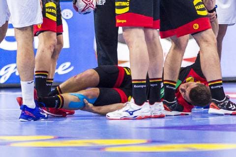 Cologne Germany 21 January 2019 WM 2019 Men Main Round Croatia vs Germany Martin Strobel Germany HBW Balingen Injured Injured Pain Cologne Lanxess Arena Nordrhein Westfalen Germany