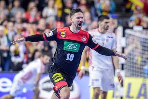 Koeln Germany 21 01 2019 IHF Handball WM 2019 Main Round Croatia Germany Fabian Wiede GER cheers goal cheers after his goal DeFodi520