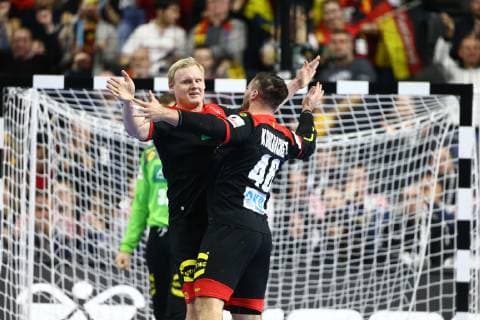 Patrick Wiencek Germany and Jannik Kohlbacher Germany cheer Croatia vs Germany IHF Men Handball World Championship 21 01 2019 Photographer Neis Eibner Croatia vs Germany IHF Men Handball World Championship 21 01 2019 Cologne Copyright: xEIBNER Alexander_Neisx EP_ANS