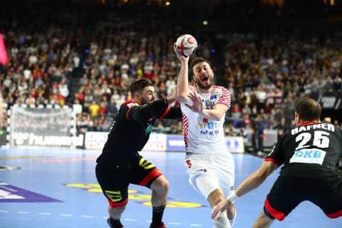 Jannik Kohlbacher Germany in duel with Domagoj Duvnjak Croatia Croatia vs. Germany IHF Men Handball World Championship 21 01 2019 Photographer Neis Eibner Croatia vs. Germany IHF Men Handball World Championship 21 01 2019 Cologne Copyright: xEIBNER Alexander_Neisx EP_ANS