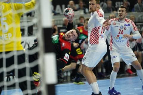 GER IHF WM 2019 Croatia CRO vs Germany GER 21 01 2019 Lanxess Arena Cologne GER IHF WM 2019 Croatia CRO vs Germany GER picture shows Jannik Kohlbacher GER 48 with one goal nordphotox xMeuter nph00351
