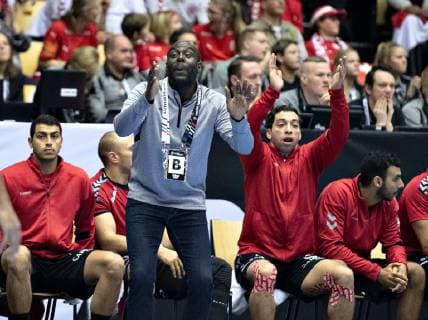 Coach David Davis of Egypt during the men s IHF Handball World Championship Main Round Group 2 match between Egypt and Denmark in Herning Denmark Monday Jan 21 2019 Herning Jylland Denmark,  Copyright: HenningxBagger HenningxBaggerx COP105 spdk20190121-221609-L