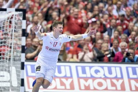 IHF Men s World Championship WM Weltmeisterschaft 2019 Group C handball match. Lasse Svan (17) of Denmark during the men s IHF Handball World Championship Main Round Group 2 between Denmark and Egypt at the Jyske Bank Boxen arena in Herning Denmark on Monday January 21, 2019. Denmark 