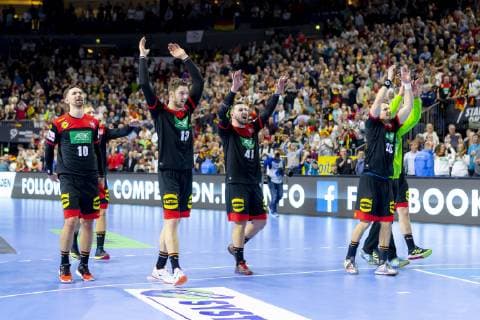 Germanys players are delighted to reach the semi-finals Croatia vs. Germany Main Round Handball IHF Handball World Championship 21 01 19 Cologne North Rhine-Westphalia Germany Lanxess Arena Copyright: xAgentur54Gradx xFelixxKoenigx