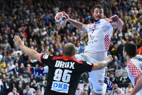 Handball World Championship Main Round Croatia Germany 21 01 2019 in the Lanxess Arena in Cologne Paul Drux Germany in front Domagoj Duvnjak Croatia behind xRx