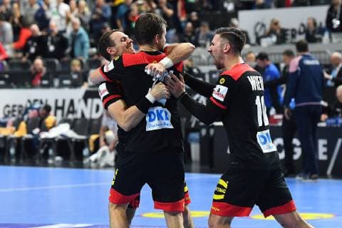 Handball World Cup Main Round Croatia Germany on 21 01 2019 in the Lanxess Arena in Cologne Final cheers German players celebrate their entry into the semi-finals xRx