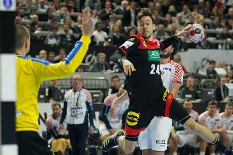 GER IHF WM 2019 Croatia CRO vs Germany GER 21 01 2019 Lanxess Arena Cologne GER IHF WM 2019 Croatia CRO vs Germany GER picture shows Patrick Groetzki GER 24 with a goal throw nordphotox xMeuter nph00351
