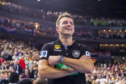 Cologne Germany 21 January 2019 World Cup 2019 men main round Croatia vs Germany coach Christian Prokop Germany laughing smiling smiling good mood grinning grinning Cologne Lanxess Arena North Rhine-Westphalia Germany