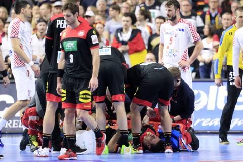 STROBEL Martin Team Germany serious injury at knee handball World Cup 2019 main round game Croatia Germany in Cologne in the Lanxess Arena on 21 January 2019