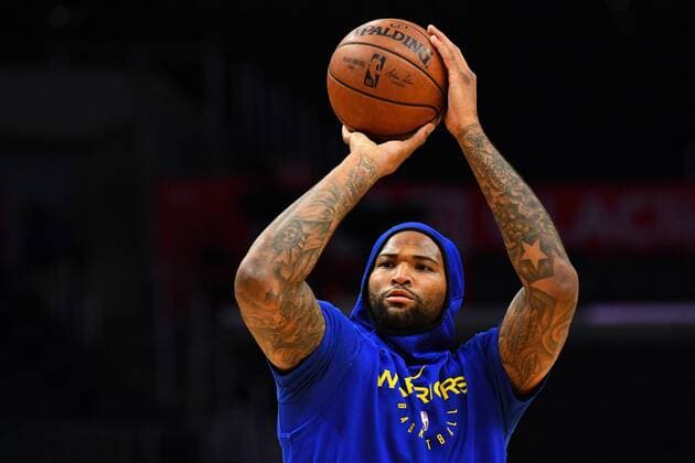 LOS ANGELES, CA - JANUARY 18: Golden State Warriors Center DeMarcus Cousins (0) works out before a NBA Basketball Herren USA game between the Golden State Warriors and the Los Angeles Clippers on January 18, 2019 at STAPLES Center in Los Angeles, CA. (Photo by Brian Rothmuller Icon Sportswire) NBA: JAN 18 Warriors at Clippers Icon190118074 EDITORIAL USE ONLY