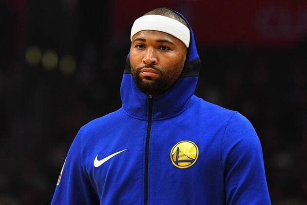 LOS ANGELES, CA - JANUARY 18: Golden State Warriors Center DeMarcus Cousins (0) looks on before a NBA Basketball Herren USA game between the Golden State Warriors and the Los Angeles Clippers on January 18, 2019 at STAPLES Center in Los Angeles, CA. (Photo by Brian Rothmuller Icon Sportswire) NBA: JAN 18 Warriors at Clippers Icon190118085 EDITORIAL USE ONLY