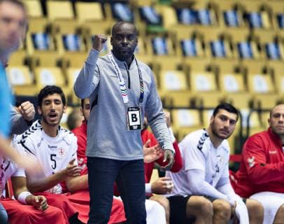 Coach David Davis of Egypt during the men s IHF Handball World Championship Main Round Group 2 match between Tunisia and Egypt in Herning Denmark Wednesday Jan 23 2019 Herning Jylland Denmark,  Copyright: HenningxBagger HenningxBaggerx COP103 spdk20190123-161221-L