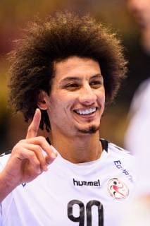 190123 Ali Zeinelabedin of Egypt celebrates during the IHF World Handball Championship match between Tunisia and Egypt on January 23 2019 in Herning Photo Petter Arvidson BILDBYRAN kod PA 92211,  Copyright: PETTERxARVIDSON BB190123PA002