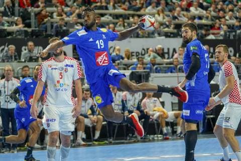GER IHF WM 2019 France FRA vs Croatia CRO 23 01 2019 Lanxess Arena Koeln GER IHF WM 2019 France FRA vs Croatia CRO in picture picture shows goal by Luc Abalo FRA 19 nordphotox xMeuter nph00351
