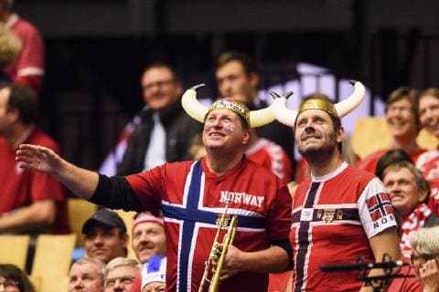 190123 Supporters of Norway during the IHF World Handball Championship match between Norway and Hungary on January 23 2019 in Herning Photo Petter Arvidson BILDBYR u0081N kod PA 92212,  Copyright: PETTERxARVIDSON BB190123PA023