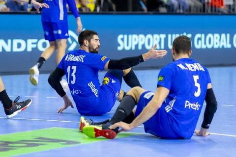 Melvyn Richardson No 9 France Nikola Karabatic No 13 France Nedim Remili No 5 France are depressed depressed disappointed France vs. Croatia Main Round Handball IHF Handball World Championship 23 01 19 Cologne North Rhine-Westphalia Germany Lanxess Arena Copyright: xAgentur54Gradx xFelixxKoenigx