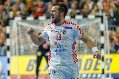 GER IHF WM 2019 France FRA vs. Croatia CRO 23 01 2019 Lanxess Arena Cologne GER IHF WM 2019 France FRA vs. Croatia CRO in picture shows Zlatko Horvat CRO 13 is happy about a goal Jubel Jubelauf nordphotox xMeuter nph00351