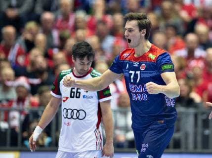 Magnus Abelvik Roed of Norway jubilates during the men s IHF Handball World Championship Main Round Group 2 match between Norway and Hungary in Herning Denmark Wednesday Jan 23 2019 Herning Jylland Denmark,  Copyright: HenningxBagger HenningxBaggerx COP104 spdk20190123-185200-L