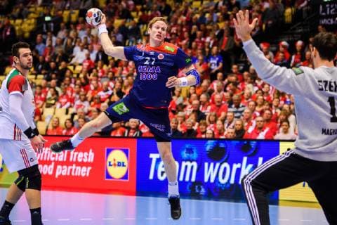 190123 Magnus Gullerud of Norway during the IHF World Handball Championship match between Norway and Hungary on January 23 2019 in Herning Photo Petter Arvidson BILDBYR u0081N kod PA 92212,  Copyright: PETTERxARVIDSON BB190123PA028