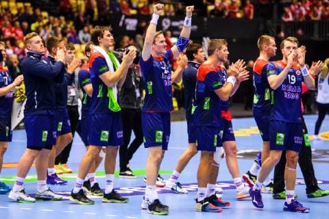 190123 Magnus Gullerud of Norway celebrates after the IHF World Handball Championship match between Norway and Hungary on January 23 2019 in Herning Photo Petter Arvidson BILDBYR u0081N kod PA 92212,  Copyright: PETTERxARVIDSON BB190123PA040
