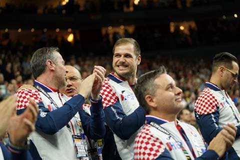 GER IHF WM 2019 France FRA vs. Croatia CRO 23 01 2019 Lanxess Arena Cologne GER IHF WM 2019 France FRA vs. Croatia CRO picture shows the Croatians are happy about the victory nordphotox xMeuter nph00351