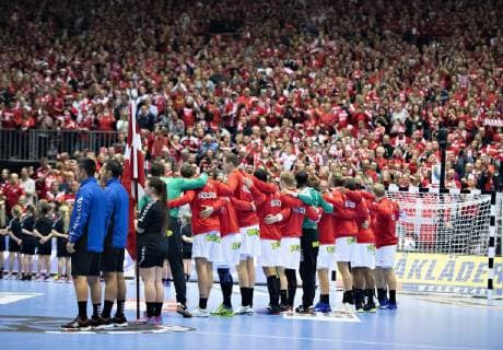 The danish team in the arena before the men s IHF Handball World Championship Main Round Group 2 match between Denmark and Sweden in Herning Denmark Wednesday Jan 23 2019 Herning Jylland Denmark,  Copyright: HenningxBagger HenningxBaggerx COP105 spdk20190123-202443-L