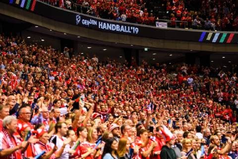 190123 Supporters of Denmark ahead of the IHF World Handball Championship match between Denmark and Sweden on January 23 2019 in Herning Photo Petter Arvidson BILDBYR u0081N kod PA 92213,  Copyright: PETTERxARVIDSON BB190123PA050