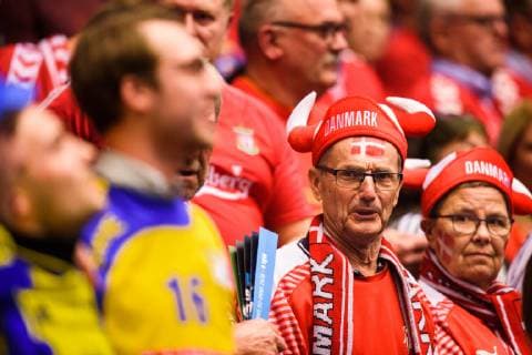 190123 Supporters of Sweden and of Denmark ahead of the IHF World Handball Championship match between Denmark and Sweden on January 23 2019 in Herning Photo Petter Arvidson BILDBYR u0081N kod PA 92213,  Copyright: PETTERxARVIDSON BB190123PA053