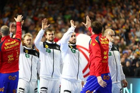 both teams welcome Germany vs Spain IHF Men Handball World Championship 23 01 2019 Photographer Neis Eibner Germany vs Spain IHF Men Handball World Championship 23 01 2019 Cologne Copyright: xEIBNER Alexander_Neisx EP_ANS