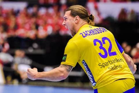 190123 Mattias Zachrisson of Sweden celebrates during the IHF World Handball Championship match between Denmark and Sweden on January 23 2019 in Herning Photo Petter Arvidson BILDBYR u0081N kod PA 92213,  Copyright: PETTERxARVIDSON BB190123PA071