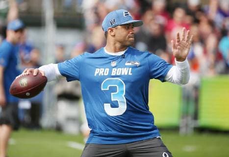 January 23, 2019 - Orlando, FL, USA - NFC Seattle Seahawks quarterback Russell Wilson throws during NFL American Football Herren USA Pro Bowl practice at ESPN Wide World of Sports on Wednesday, January 23, 2019. NFL Pro Bowl Practice - ZUMAm67_ 20190123_zaf_m67_007 Copyright: xStephenxM.xDowellx