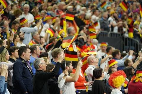 GER IHF WM 2019 Germany GER vs Spain ESP 23 01 2019 Lanxess Arena Cologne GER IHF WM 2019 Germany GER vs Spain ESP in picture picture shows fans friendly atmosphere colourful national colour make-up emotions nordphotox xMeuter nph00351