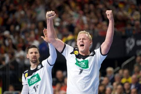 Handball Cologne 23 01 2019 Mens World Championship 2019 Mens World Championships Main Round Germany GER Spain ESP Patrick Wiencek Germany No 07 Fabian Wiede Germany No 10