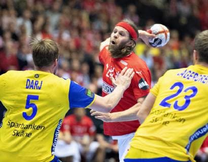 Mikkel Hansen of Denmark during the mens IHF Handball World Championship Main Round Group 2 match between Denmark and Sweden in Herning Denmark Wednesday Jan 23 2019 Herning Jutland Denmark,  Copyright: HenningxBagger HenningxBaggerx COP105 spdk20190123-211457-L