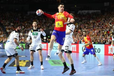 Angel Perez Fernandez Spain free on goal Germany vs Spain IHF Men Handball World Championship 23 01 2019 Photographer Neis Eibner Germany vs Spain IHF Men Handball World Championship 23 01 2019 Cologne Copyright: xEIBNER Alexander_Neisx EP_ANS