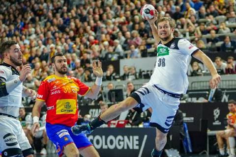 GER IHF WM 2019 Germany GER vs Spain ESP 23 01 2019 Lanxess Arena Cologne GER IHF WM 2019 Germany GER vs Spain ESP picture shows Fabian Böhm Boehm GER 38 with one goal nordphotox xMeuter nph00351