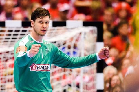 190123 Goalkeeper Niklas Landin of Denmark celebrates during the IHF World Handball Championship match between Denmark and Sweden on January 23 2019 in Herning Photo Petter Arvidson BILDBYR u0081N kod PA 92213,  Copyright: PETTERxARVIDSON BB190123PA109